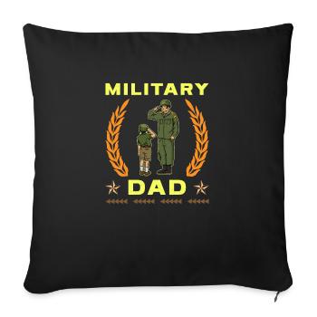 Papa Papa Père Fête des pères Soldat militaire - Housse de coussin décorative 45 x 45 cm - noir - Devant