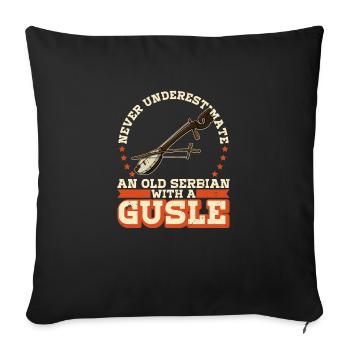 Ne sous-estimez jamais un vieux serbe avec un enthousiasme - Housse de coussin décorative 45 x 45 cm - noir - Devant