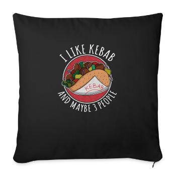 J’aime le kebab et peut-être la cuisine de rue de 3 personnes - Housse de coussin décorative 45 x 45 cm - noir - Devant