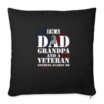 Je suis un papa grand-père et un vétéran... - Housse de coussin décorative 45 x 45 cm - noir - Devant