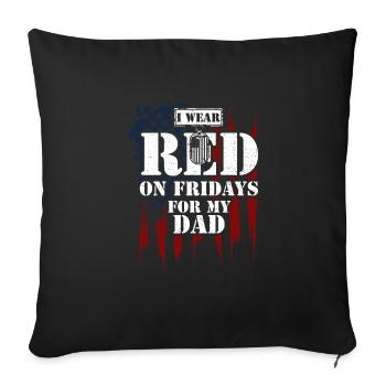 Je porte du ROUGE le vendredi pour mon père - Housse de coussin décorative 45 x 45 cm - noir - Devant