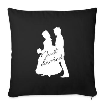 Just Married marry marriage wedding couple wedding - Sofa pillowcase 17,3'' x 17,3'' (45 x 45 cm) - black - Front