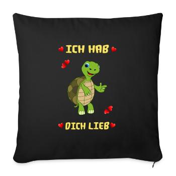 Baby Land Schildkröte meint: Ich hab dich lieb - Sofakissenbezug 45 x 45 cm - Schwarz - Vorne
