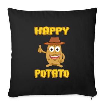 Happy Potato - Glückliche Kartoffel - Sofa pillowcase 17,3'' x 17,3'' (45 x 45 cm) - black - Front