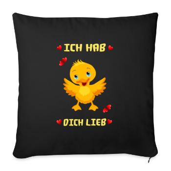 Baby Entlein findet: Ich hab dich lieb - Sofakissenbezug 45 x 45 cm - Schwarz - Vorne