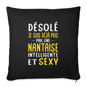 Désolé déjà pris par une Nantaise sexy - Housse de coussin décorative 45 x 45 cm - noir - Devant