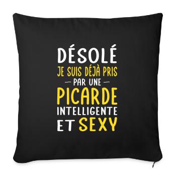 Désolé déjà pris par une Picarde sexy - Housse de coussin décorative 45 x 45 cm - noir - Devant