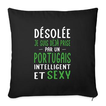 Désolée déjà prise par un Portugais sexy - Housse de coussin décorative 45 x 45 cm - noir - Devant
