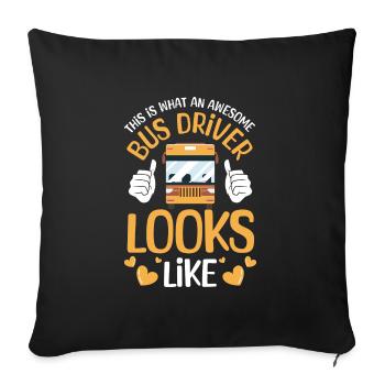 Bus driver school bus Regular bus transport - Sofa pillowcase 17,3'' x 17,3'' (45 x 45 cm) - black - Front