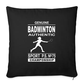 Badminton - Badminton player - Sofa pillowcase 17,3'' x 17,3'' (45 x 45 cm) - black - Front