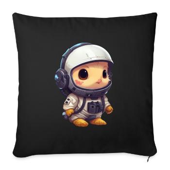 Chicken chick astronaut, cosmonaut in space - Sofa pillowcase 17,3'' x 17,3'' (45 x 45 cm) - black - Front