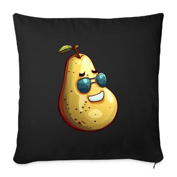 Ampoule kawaii cool avec lunettes de soleil – Drôle - Housse de coussin décorative 45 x 45 cm - noir - Devant