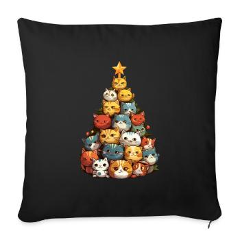 Christmas cat on the Christmas tree: festive joy - Sofa pillowcase 17,3'' x 17,3'' (45 x 45 cm) - black - Front