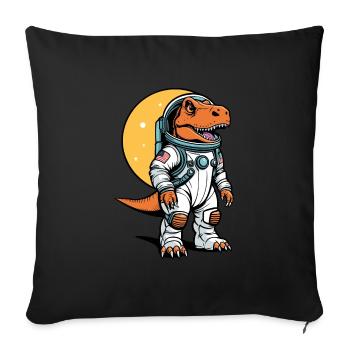 Illustration d’astronaute dinosaure - Housse de coussin décorative 45 x 45 cm - noir - Devant