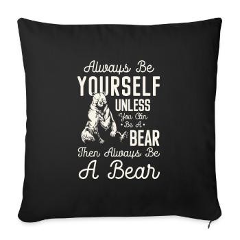 Signes du zodiaque en peau d’ours sauvage - Housse de coussin décorative 45 x 45 cm - noir - Devant