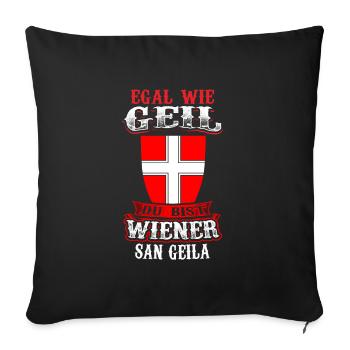 Humour viennois – Aussi génial soit-il, Vienne surpasse tout ! - Housse de coussin décorative 45 x 45 cm - noir - Devant