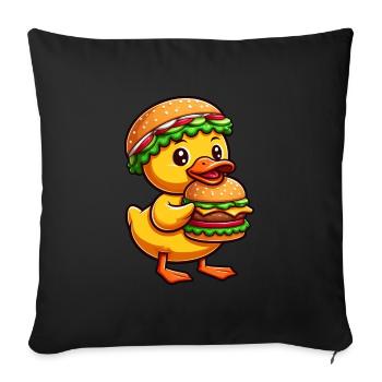 Drôle de canard dessin animé Fast Food Burger - Housse de coussin décorative 45 x 45 cm - noir - Devant