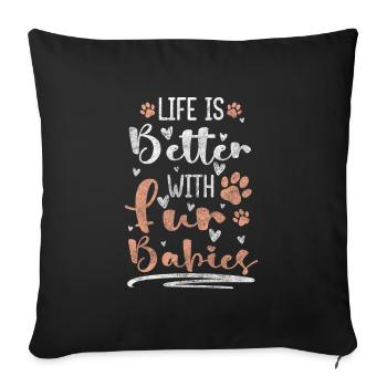 Chiens Amoureux des chiots à quatre pattes - Housse de coussin décorative 45 x 45 cm - noir - Devant