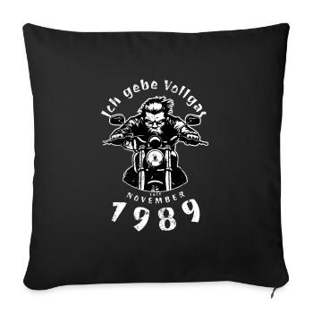 35e anniversaire, je tourne à plein régime depuis 11/1989 - Housse de coussin décorative 45 x 45 cm - noir - Devant
