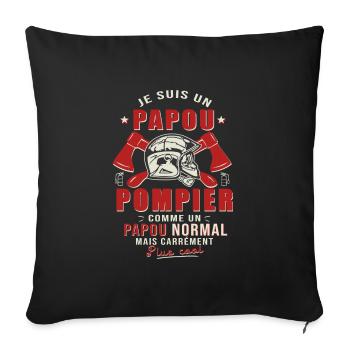 papou pompier cadeau humour sapeurs pompiers - Housse de coussin décorative 45 x 45 cm - noir - Devant