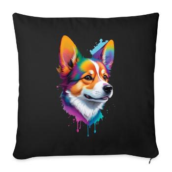 Dog Welsh Corgi Pembroke Dogs Design Pedigree Dog - Sofa pillowcase 17,3'' x 17,3'' (45 x 45 cm) - black - Front