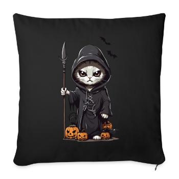 Cute Grim Reaper Cats Halloween Design - Sofa pillowcase 17,3'' x 17,3'' (45 x 45 cm) - black - Front