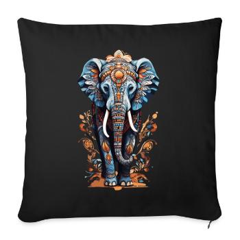 Spiritual Elephant Mandala Indian Boho Style - Housse de coussin décorative 45 x 45 cm - noir - Devant