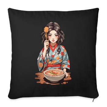 Ramen Anime Girl Aesthetics Manga Art Design - Sofa pillowcase 17,3'' x 17,3'' (45 x 45 cm) - black - Front