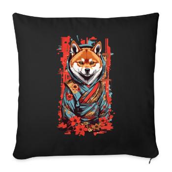 Shiba esthétique rétro Japon chiens Popart Design - Housse de coussin décorative 45 x 45 cm - noir - Devant