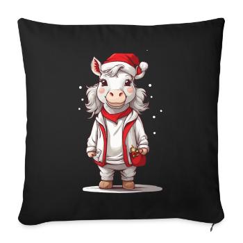 Festive Pony Winter Design Horse Lover - Sofa pillowcase 17,3'' x 17,3'' (45 x 45 cm) - black - Front