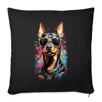 Cooler Dobermann Hund Design mit Stil - Sofakissenbezug 45 x 45 cm - Schwarz - Vorne