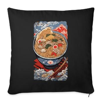 Vintage Ukiyo-e Ramen Noodles Tokyo Art Design - Sofa pillowcase 17,3'' x 17,3'' (45 x 45 cm) - black - Front