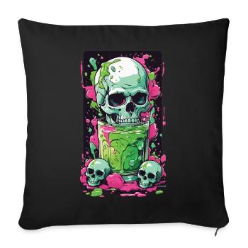 Gothic Skull Weirdcore Gift Illustration - Sofa pillowcase 17,3'' x 17,3'' (45 x 45 cm) - black - Front