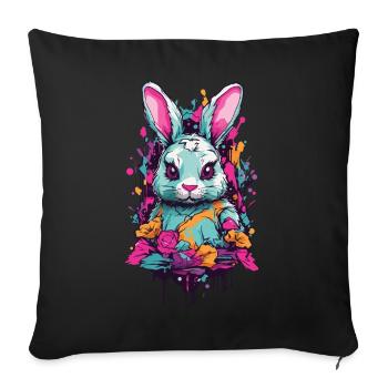 Occulte Gothique Lapin Pastel e-girl Streetwear - Housse de coussin décorative 45 x 45 cm - noir - Devant