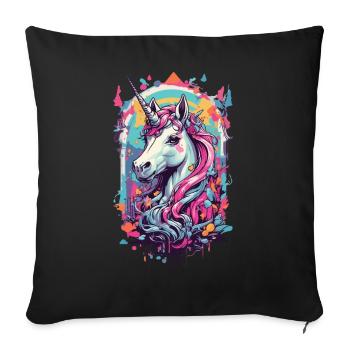 Gothique Licorne Magie Pastel Occulte Streetwear - Housse de coussin décorative 45 x 45 cm - noir - Devant