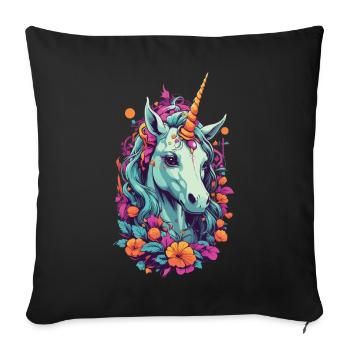 Magical Unicorn in Pastel Rainbow Colors - Sofa pillowcase 17,3'' x 17,3'' (45 x 45 cm) - black - Front