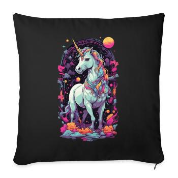 Pastel Unicorn Vaporwave Retro Style Magic Design - Sofa pillowcase 17,3'' x 17,3'' (45 x 45 cm) - black - Front