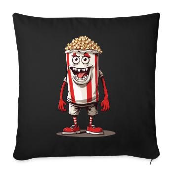 Funny Popcorn Monster Halloween Design - Sofa pillowcase 17,3'' x 17,3'' (45 x 45 cm) - black - Front