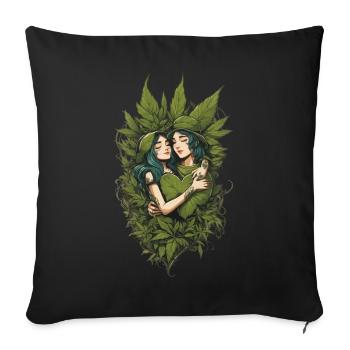 Nature-loving couple of plants streetwear design - Sofa pillowcase 17,3'' x 17,3'' (45 x 45 cm) - black - Front
