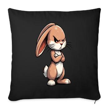 Kaninchen Hase Hasen langohr Klopfer Rammler - Sofakissenbezug 45 x 45 cm - Schwarz - Vorne