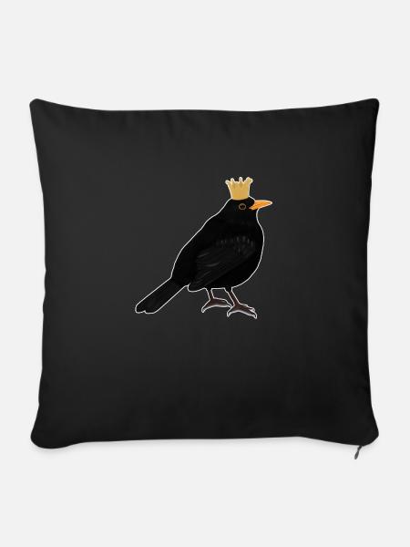 Amsel Krone Singvogel Süßer heimischer Vogel - Sofakissenbezug 45 x 45 cm - Schwarz