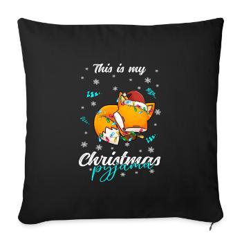 Fuchs Pyjama Weihnachten Schlafen - Sofakissenbezug 45 x 45 cm - Schwarz - Vorne