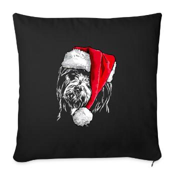 Santa BEARDED COLLIE Christmas Dogs Wilsigns - Sofa pillowcase 17,3'' x 17,3'' (45 x 45 cm) - black - Front
