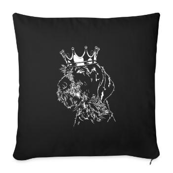 GERMAN WIREHAIR Crown Dog Dogs Hunting Wilsigns - Sofa pillowcase 17,3'' x 17,3'' (45 x 45 cm) - black - Front