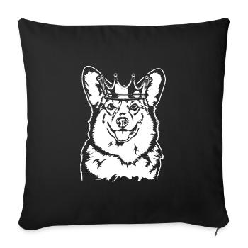 Corgi Crown King Queen Dog Dogs Wilsigns - Sofa pillowcase 17,3'' x 17,3'' (45 x 45 cm) - black - Front