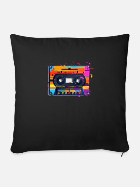 Farbige Kassette - Sofakissenbezug 45 x 45 cm - Schwarz