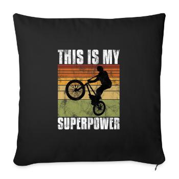 BMX is my Superpower Bike Bike - Sofa pillowcase 17,3'' x 17,3'' (45 x 45 cm) - black - Front