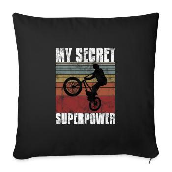 Le BMX est mon cadeau secret de bicyclette de roue de superpuissance - Housse de coussin décorative 45 x 45 cm - noir - Devant