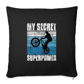 Le BMX est mon cadeau secret de bicyclette de roue de superpuissance - Housse de coussin décorative 45 x 45 cm - noir - Devant