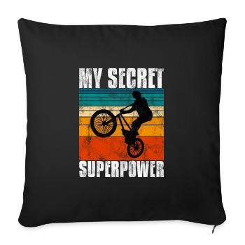 Le BMX est mon cadeau secret de bicyclette de roue de superpuissance - Housse de coussin décorative 45 x 45 cm - noir - Devant